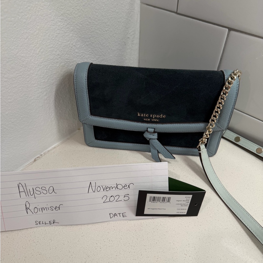 Kate Spade Blue Suede & Leather Crossbody Bag